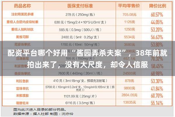 配资平台哪个好用 “酱园弄杀夫案”，38年前就拍出来了，没有大尺度，却令人信服