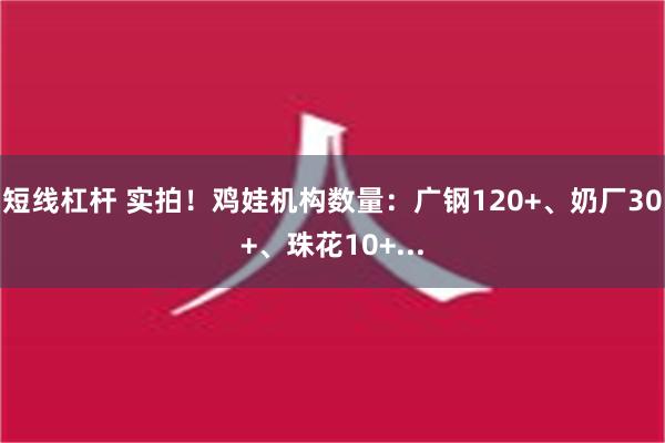 短线杠杆 实拍！鸡娃机构数量：广钢120+、奶厂30+、珠花10+...