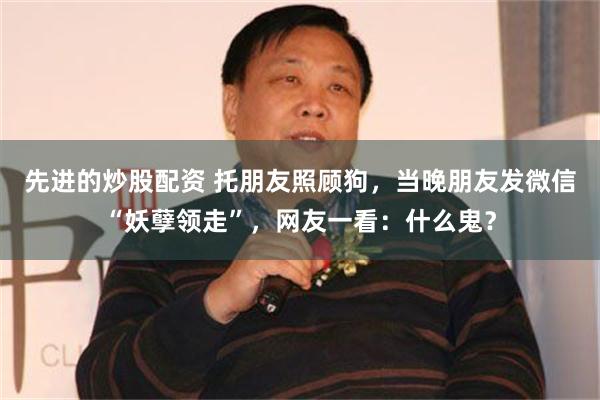 先进的炒股配资 托朋友照顾狗，当晚朋友发微信“妖孽领走”，网友一看：什么鬼？