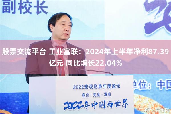 股票交流平台 工业富联：2024年上半年净利87.39亿元 同比增长22.04%